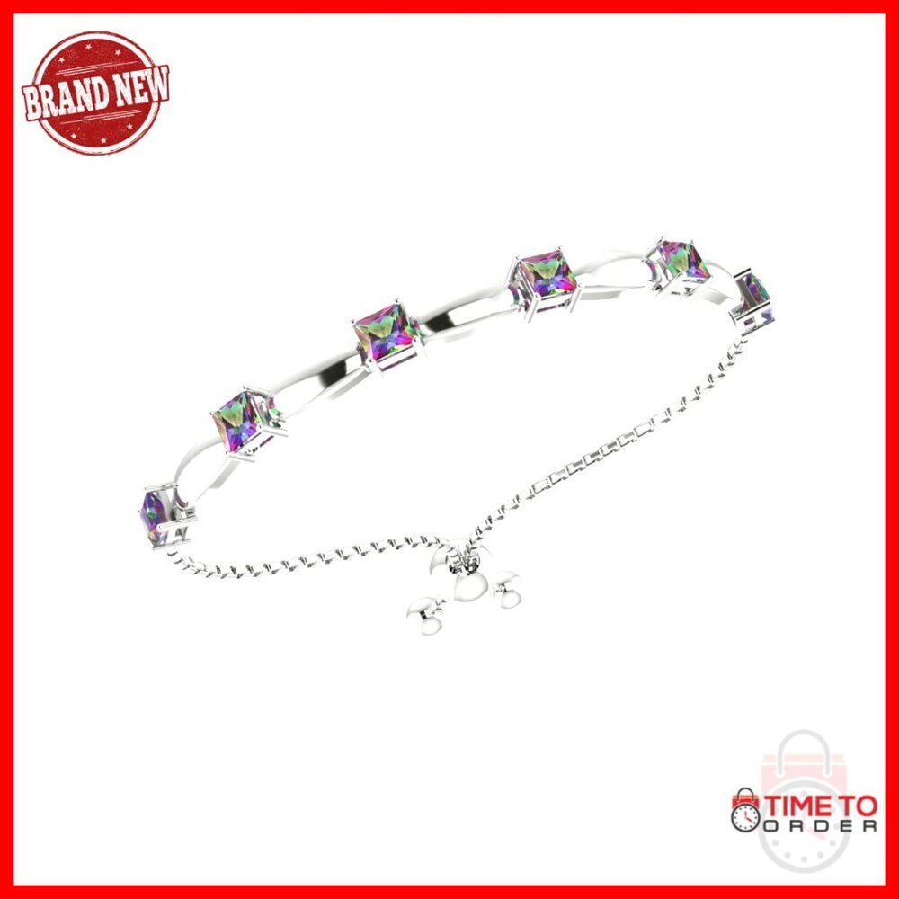 925 Sterling Silver Tennis Bracelet Adjustable Birthstone Jewelry Gift